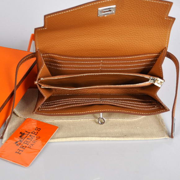 High Quality Hermes Kelly Wallet Togo Leather Bi-Fold Purse A708 Camel Fake